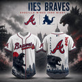 Atlanta Braves X Godzilla Minus One Baseball Jersey Atlanta Braves Merch Unique Gift Ideas - Merchluma