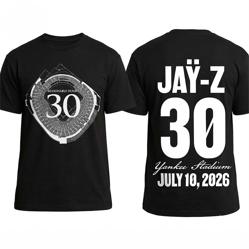 Jay-Z 30 Reasonable Merch Reasonable Doubt 30th Anniversary Yankee Stadium T-Shirt Gift Ideas - Merchluma