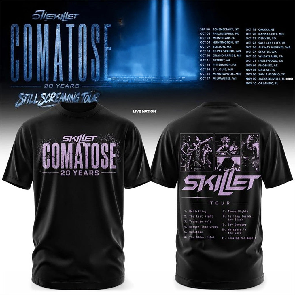 Skillet Comatose 20 Years Still Screaming Tour T-Shirt Skillet Merch Meaningful Gifts - Merchluma