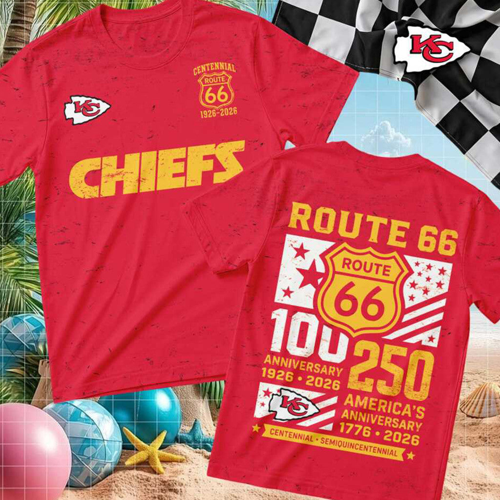 Kansas City Chiefs Football Route 66 Centennial Shirt KC Chiefs Merch Presents For Football Fans - Merchluma