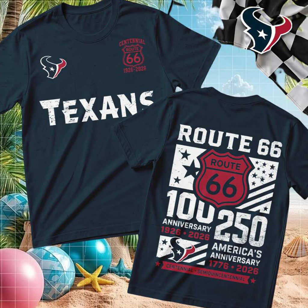 Houston Football Route 66 Anniversary Shirt Houston Texans Merch Football Fan Gift Ideas - Merchluma