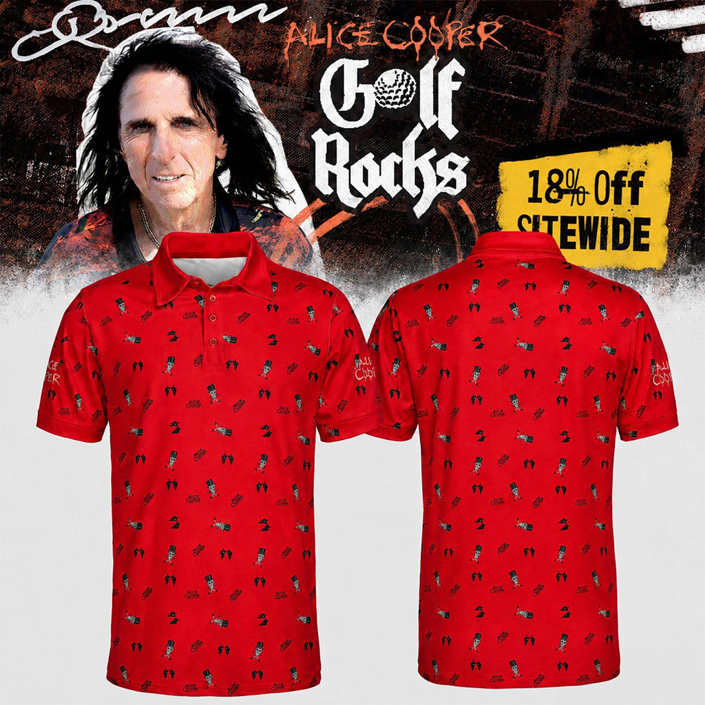 Alice Cooper Schools Out Club Autographed Golf Polo Shirt Alice Cooper Merch Gifts - Merchluma