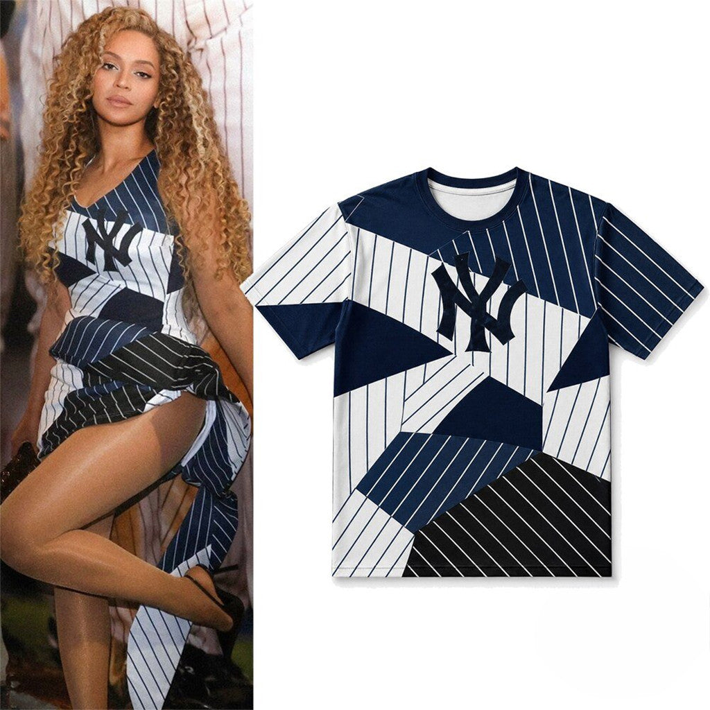 Beyonce Inspired Ny Yankees Patchwork T-Shirt Ny Yankees Merch Fan Gift - Merchluma