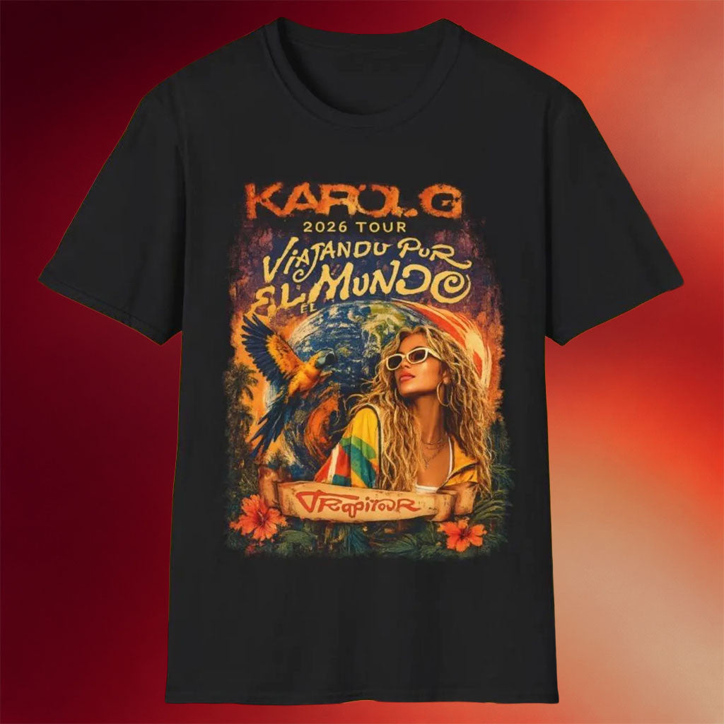 Karol G Merch Karol G 2026 Tour Shirt Viajando Por El Mundo Tropitour Tour T-Shirt Concert Fan Gear - Merchluma