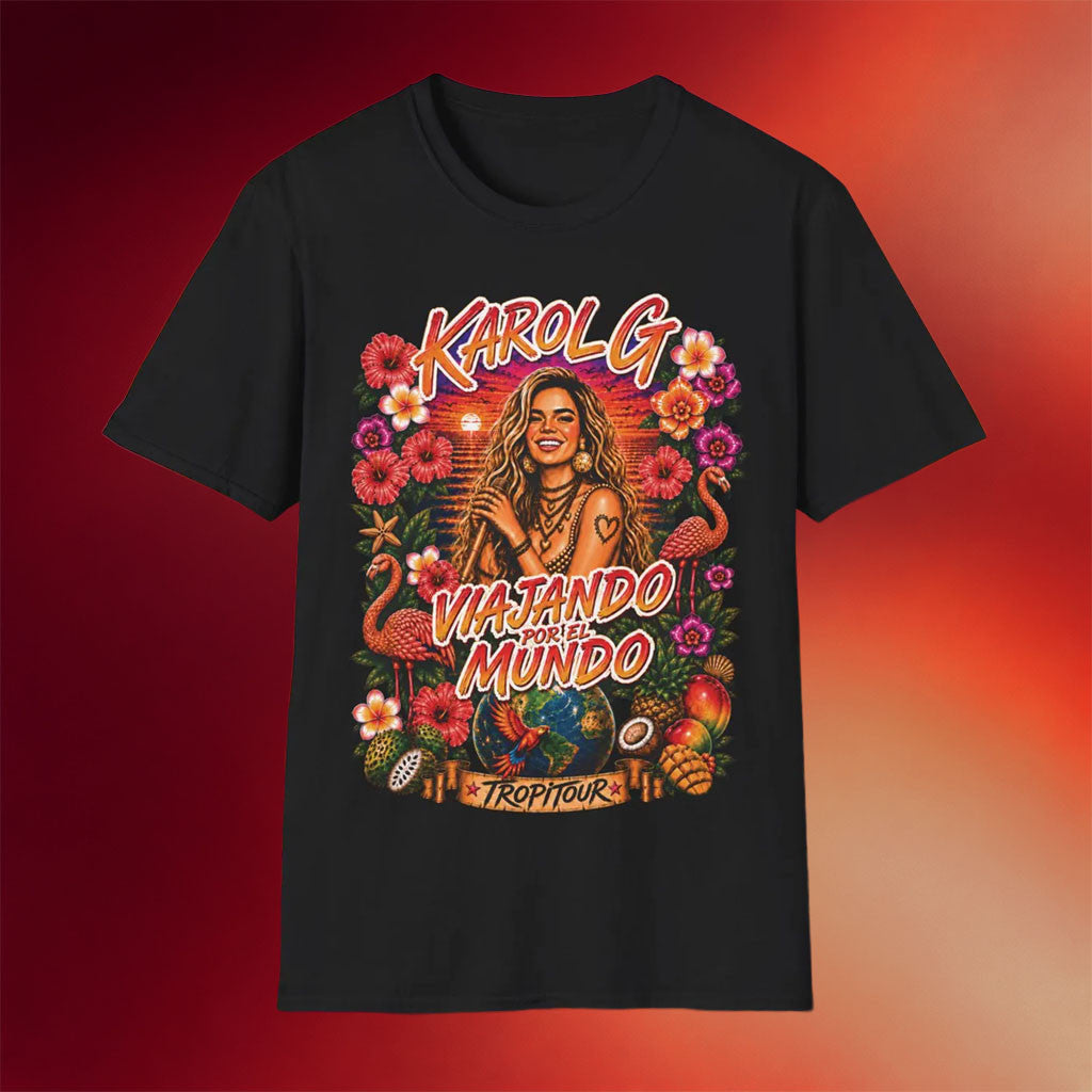 Karol G Merch Karol G 2026 Tour T-Shirt Viajando Por El Mundo Tropitour Tour Shirt Her Gifts - Merchluma