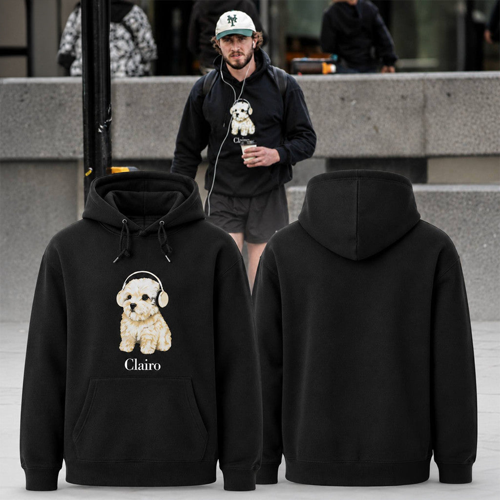 Clairo Cute Puppy Headphones Hoodie Indie Music Fan Clothing Present Ideas - Merchluma