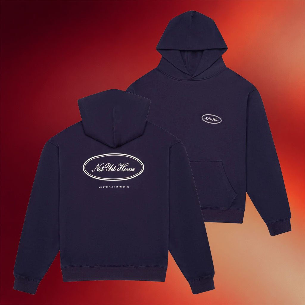 Not Yet Home Merch 2026 NYH Oval Logo Hoodie Navy Birthday Present For Son - Merchluma