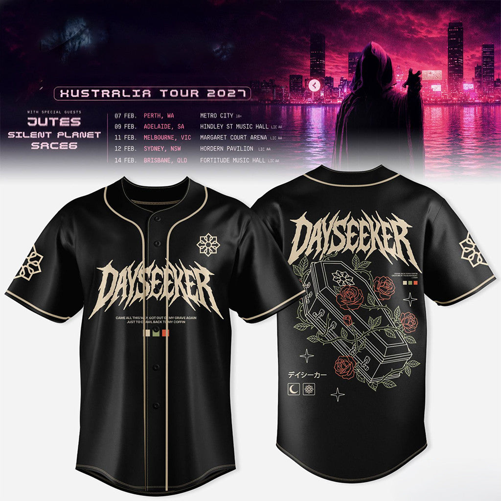 Dayseeker Creature In The Black Night Australian Tour 2027 Baseball Jersey Dayseeker Merch - Merchluma