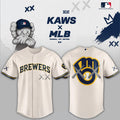Milwaukee Brewers X Kaws Night Creamy Baseball Jersey Brewers Merch Gifts Ideas For Him - Merchluma