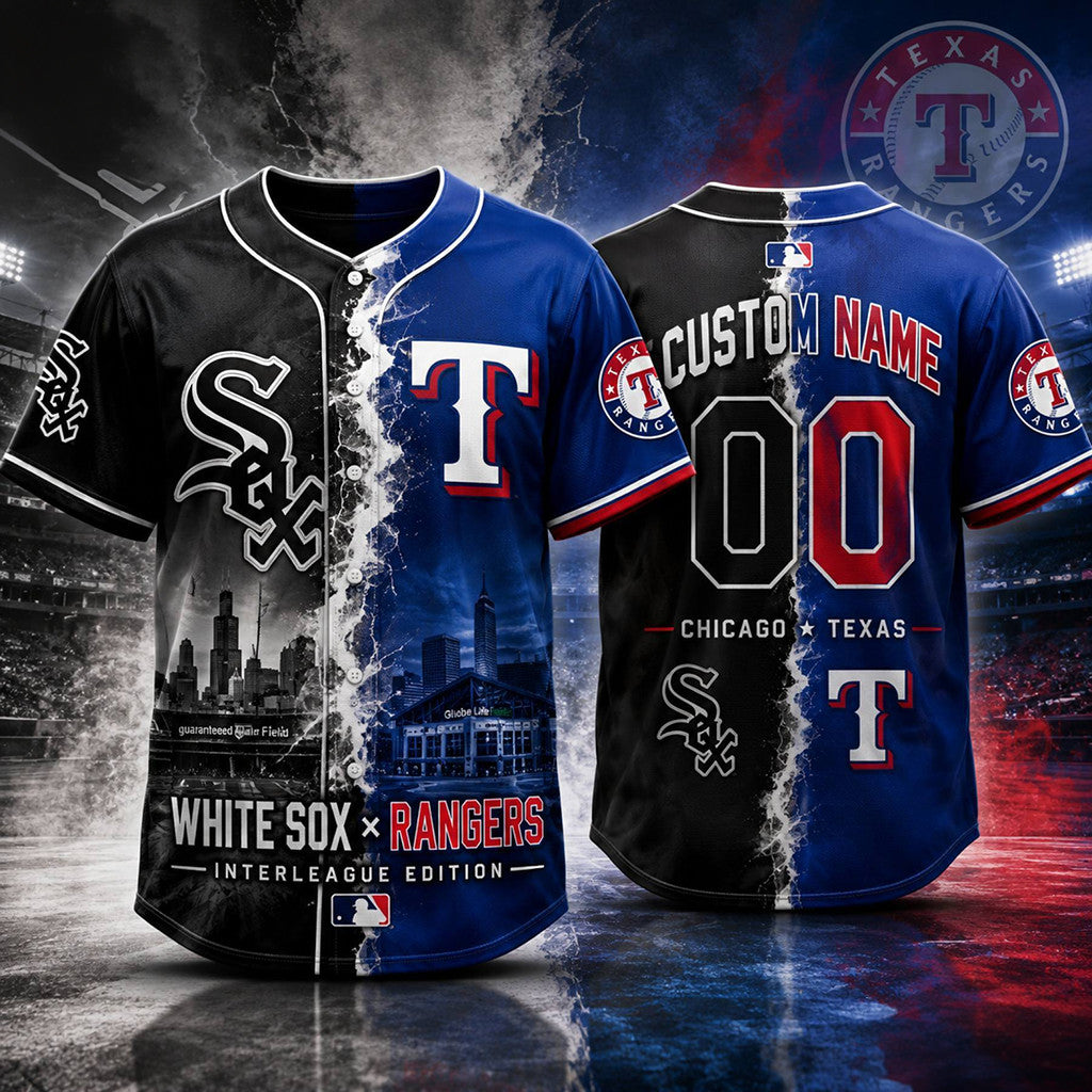 Custom Name Number Chicago White Sox X Texas Rangers Baseball Jersey Gift For Fans - Merchluma