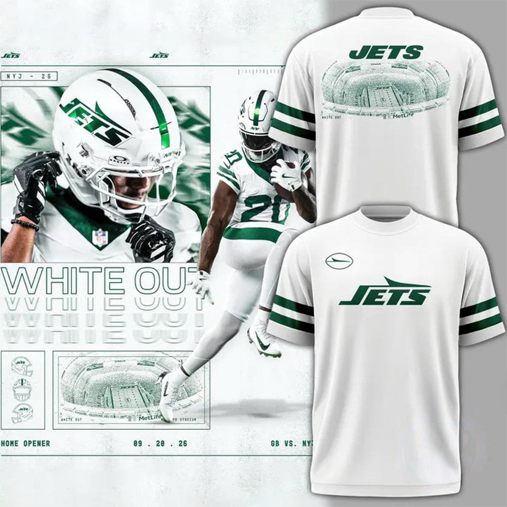 New York Jets 2026 White Out Uniforms T-Shirt New York Jets Merch Meaningful Gifts - Merchluma
