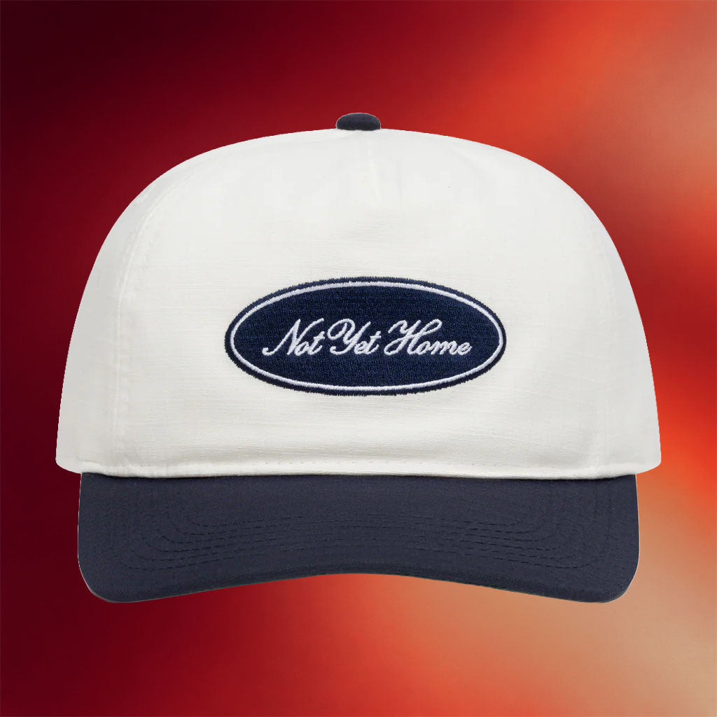 Not Yet Home Merch 2026 NYH Oval Logo Hat White Navy Embroidered Gifts For BFF - Merchluma