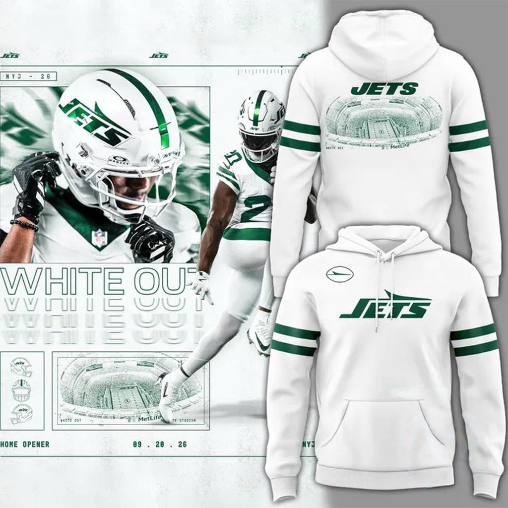 New York Jets 2026 White Out Uniforms Hoodie New York Jets Merch Gifts Ideas - Merchluma