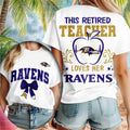 Baltimore Ravens Retired Teacher Apple Heartbeat T-Shirt Baltimore Ravens Merch Present Ideas - Merchluma