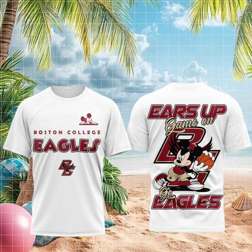 Boston College Eagles Mouse Basketball Ears Up Game On T-Shirt Boston College Eagles Merch - Merchluma