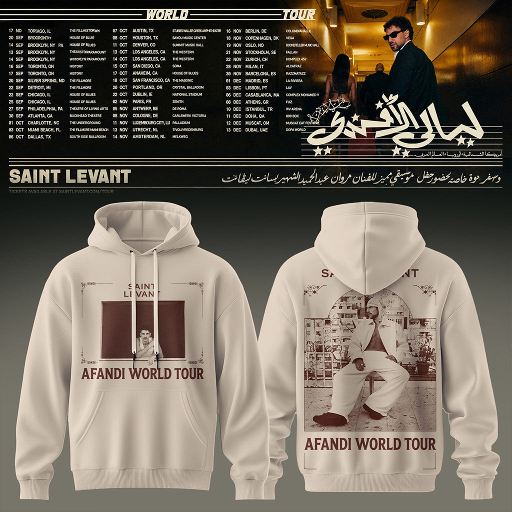 Saint Levant Afandi World Tour Hoodie Saint Levant Merch Music Related Gifts For Guys - Merchluma