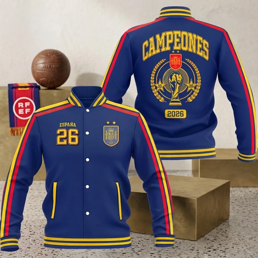 Spain National Team Merch Spain 2026 World Cup Champions Baseball Jacket Unique Gift - Merchluma