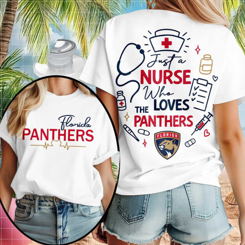 Florida Panthers Merch Just A Nurse Who The Loves Panthers T-Shirt Best Gifts For Hockey Fans - Merchluma