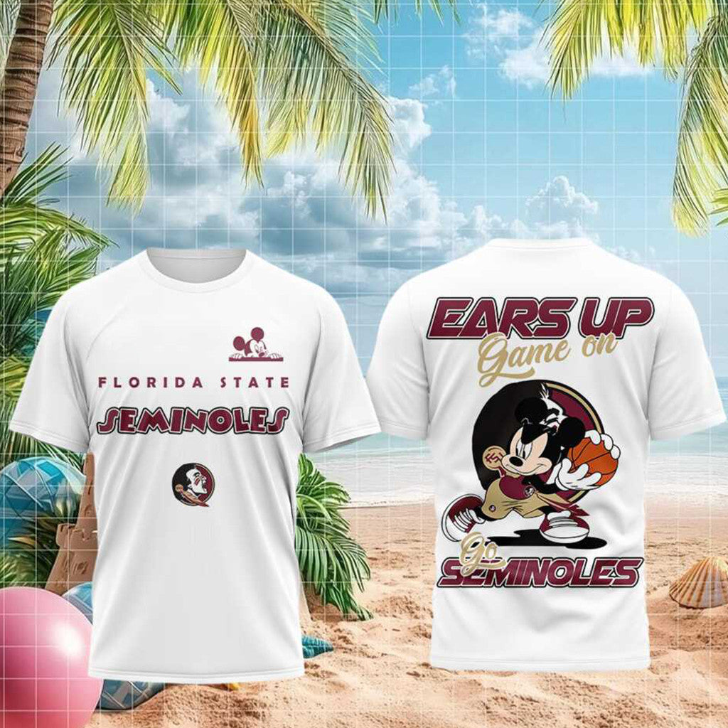 Florida State Seminoles Merch Mouse Basketball Ears Up Game On Fo Seminoles T-Shirt Gifts For Fan - Merchluma
