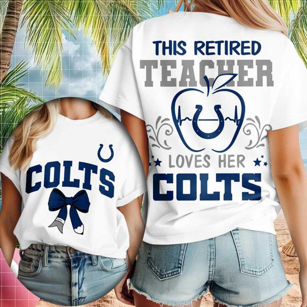 Indianapolis Colts Merch This Retired Teacher Love Her Colts T-Shirt Gifts For Teachers - Merchluma