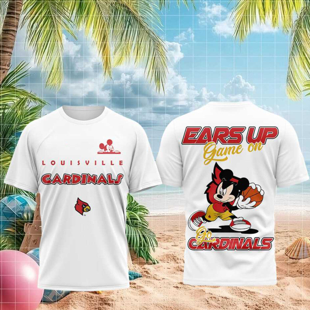 Louisville Cardinals Merch Mouse Basketball Ears Up Game On Fo Cardinals T-Shirt Presents For Fans - Merchluma