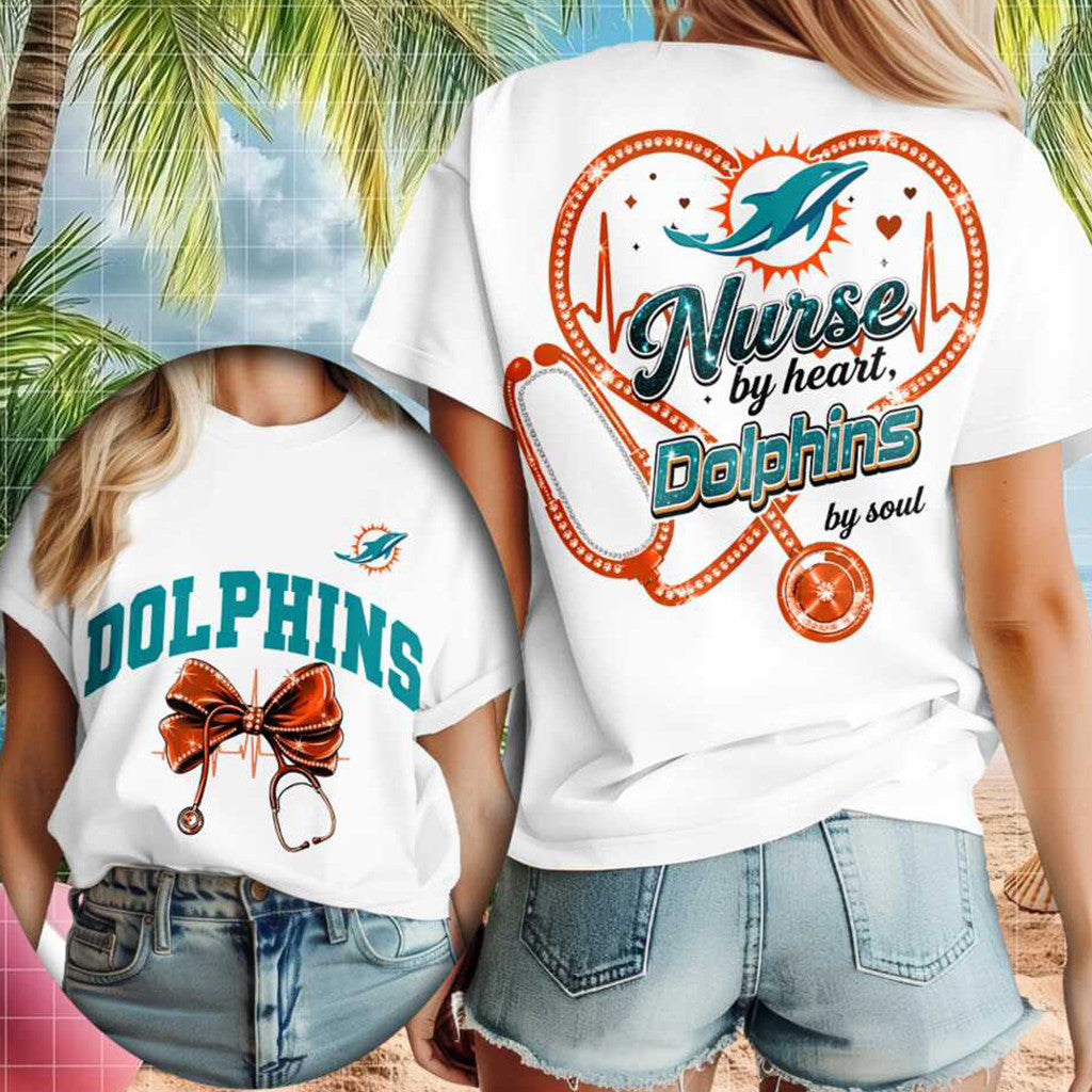 Miami Dolphins Nurse Heartbeat Stethoscope Shirt Miami Dolphins Merch Gifts For Nurses - Merchluma