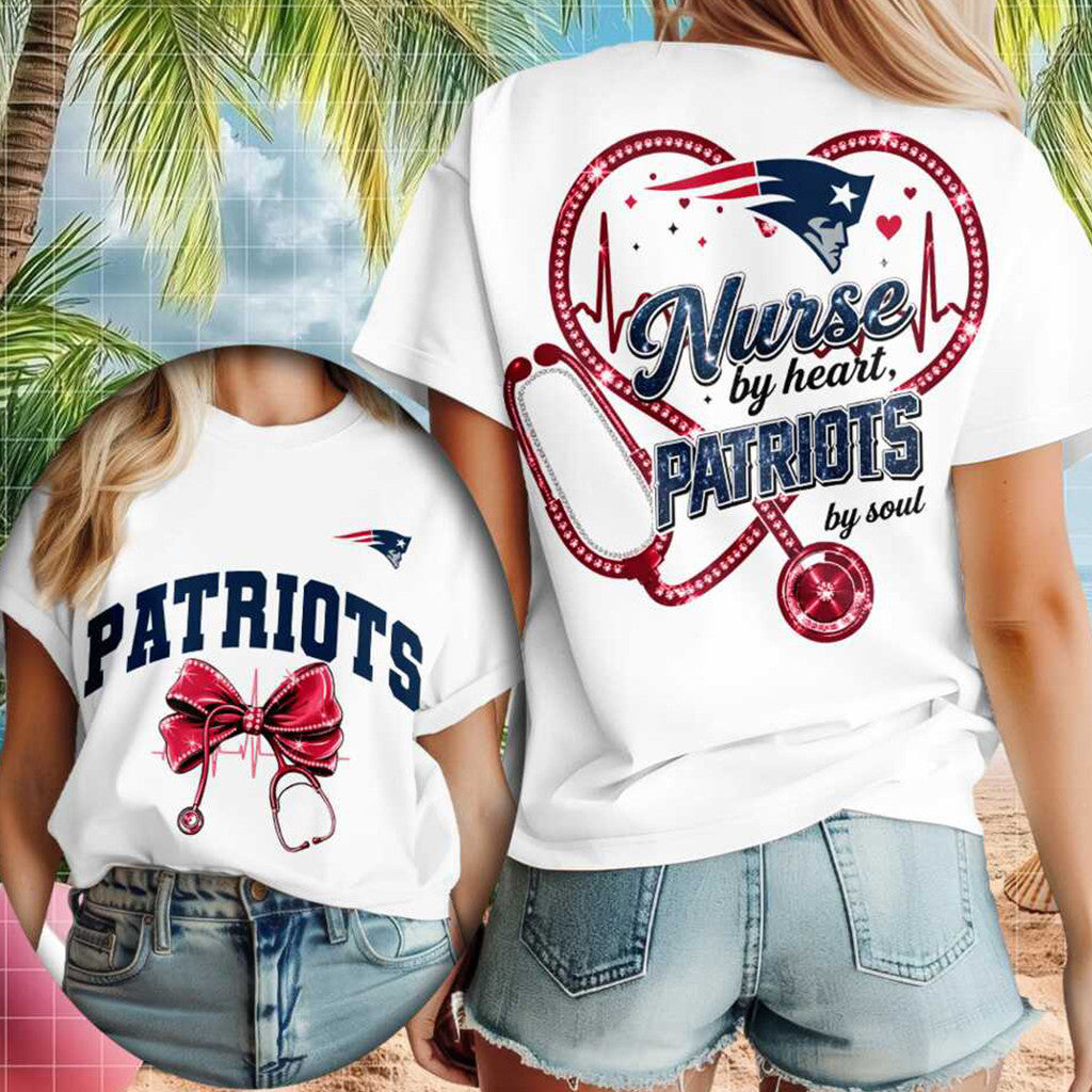 New England Patriots Nurse Heartbeat Stethoscope T-Shirt New England Patriots Merch Best Gifts - Merchluma