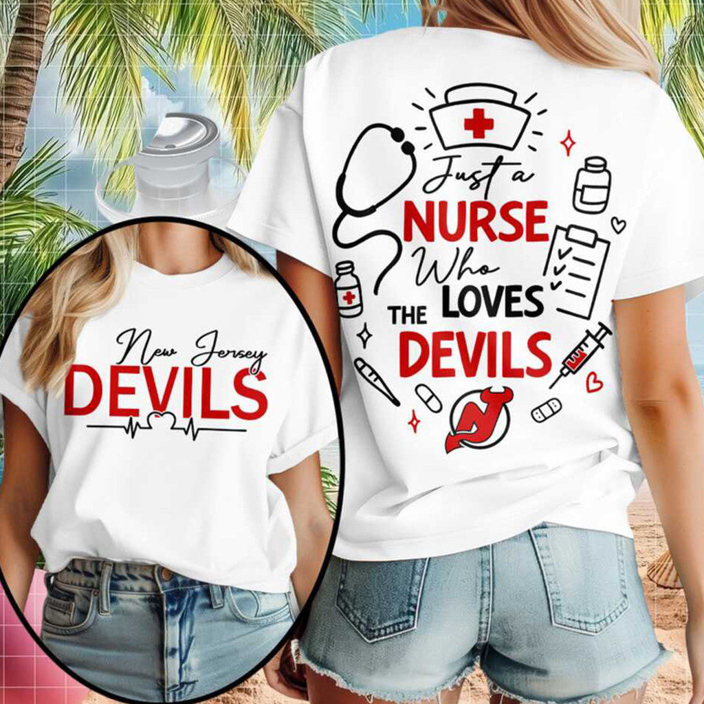 New Jersey Devils Nurse Medical Stethoscope Hockey T-Shirt New Jersey Devils Merch Unique Gift - Merchluma