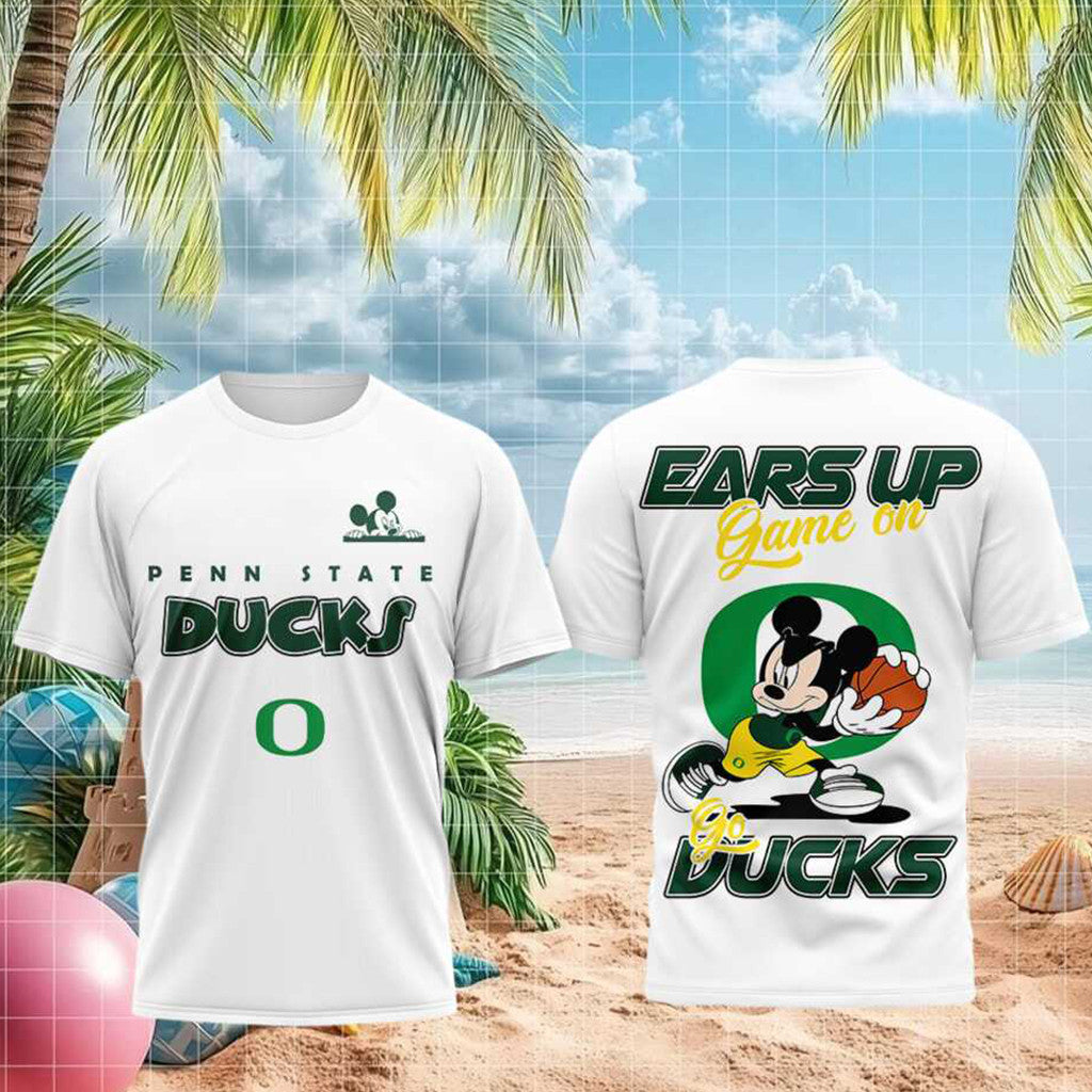 Oregon Ducks M Mouse Basketball Ears Up Sports T-Shirt Oregon Ducks Merch Present Ideas - Merchluma