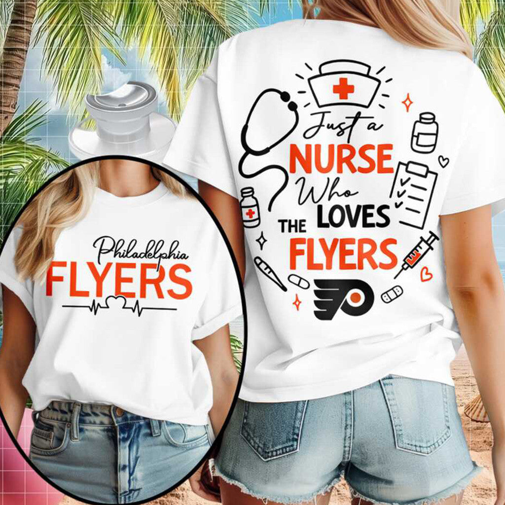 Philadelphia Flyers Nurse Medical Stethoscope Just A Nurse T-Shirt Philadelphia Flyers Merch - Merchluma