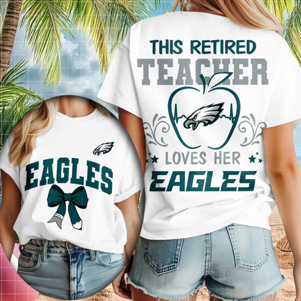 Philadelphia Football Retired Teacher Loves Her Team T-Shirt Philadelphia Eagles Merch Gifts - Merchluma