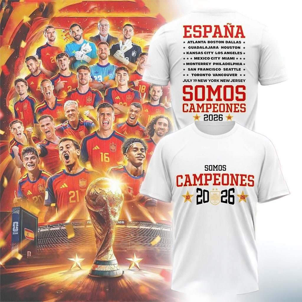 Spain World Cup 2026 Merch Campeones FIFA Champions Viva Espana T-Shirt Fan Gift - Merchluma