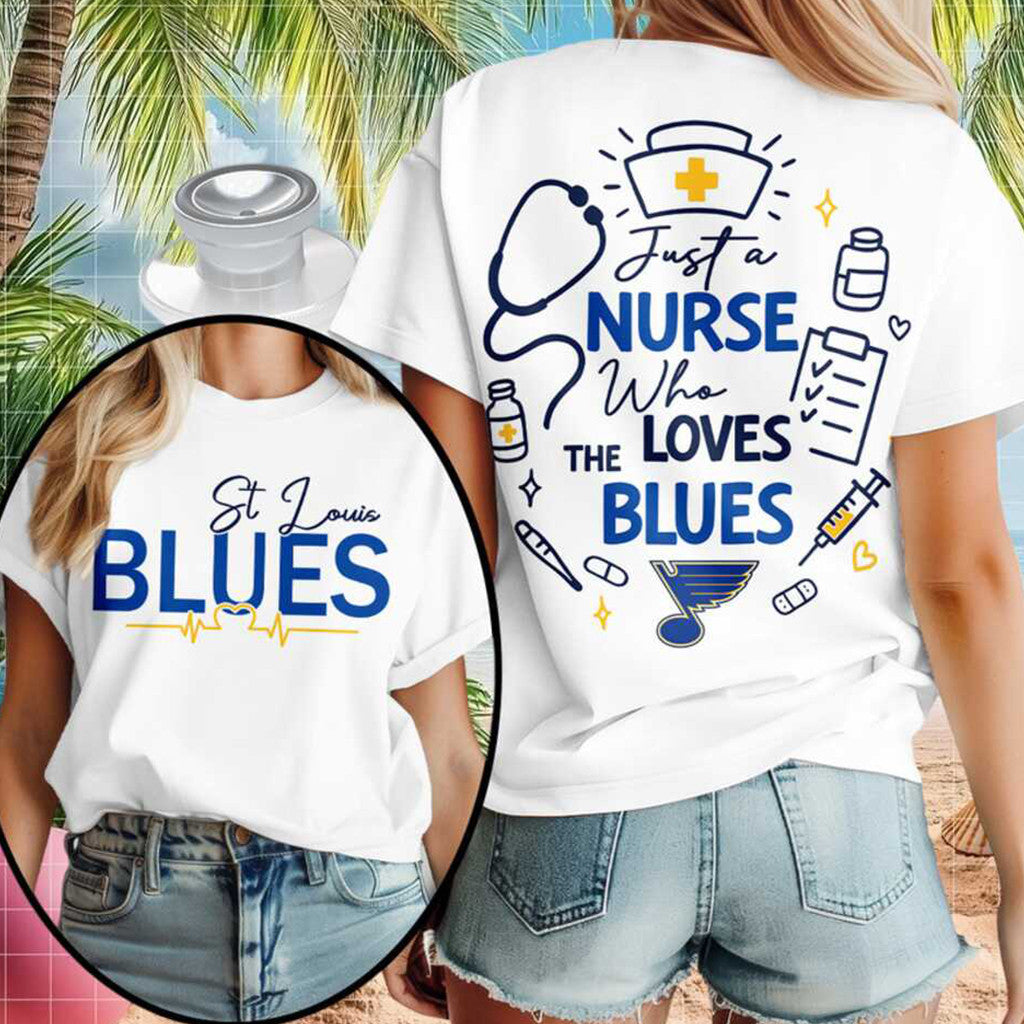 St Louis Blues Nurse Medical Stethoscope Hockey T-Shirt St Louis Blues Merch Gift Ideas - Merchluma