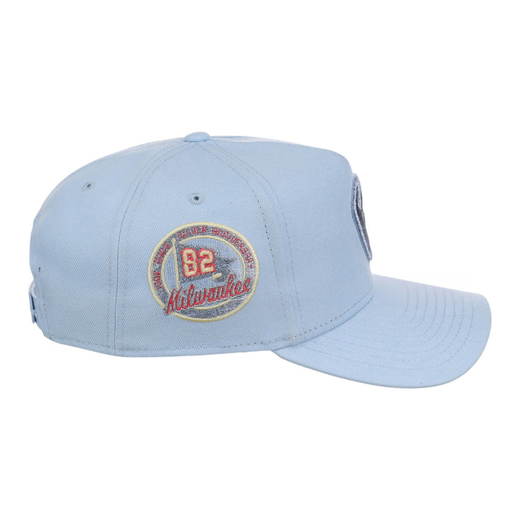 Lids Hat Drop Summer A-Frame Merch Milwaukee Brewers Glacial Blue Hat Embroidered Brewers Merch - Merchluma