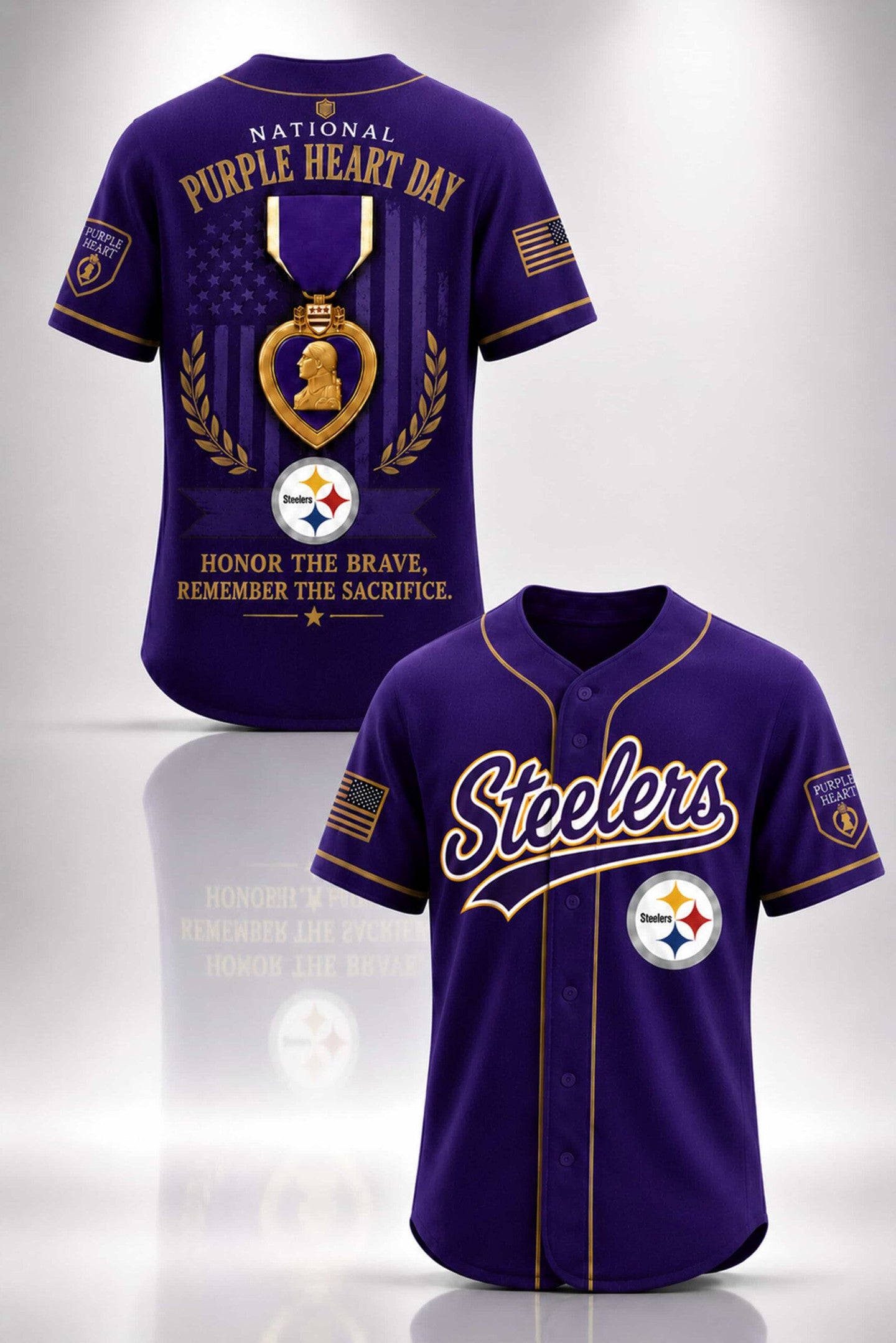 Pittsburgh Steelers National Purple Heart Day 2026 Jersey Steelers Merch Gifts For Football Fan - Merchluma