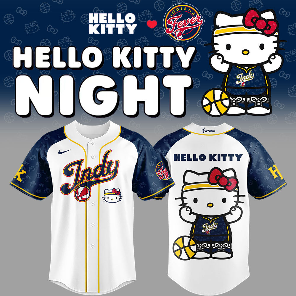 Indiana Fever x Hello Kitty Night Baseball Jersey Indiana Fever Merch Basketball Fan Apparel - Merchluma