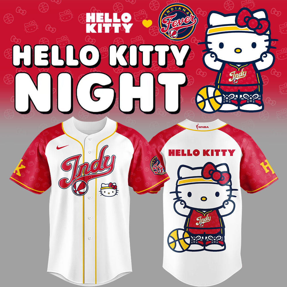 Indiana Fever x Hello Kitty Night Baseball Jersey Indiana Fever Merch Gifts For Basketball Fan - Merchluma