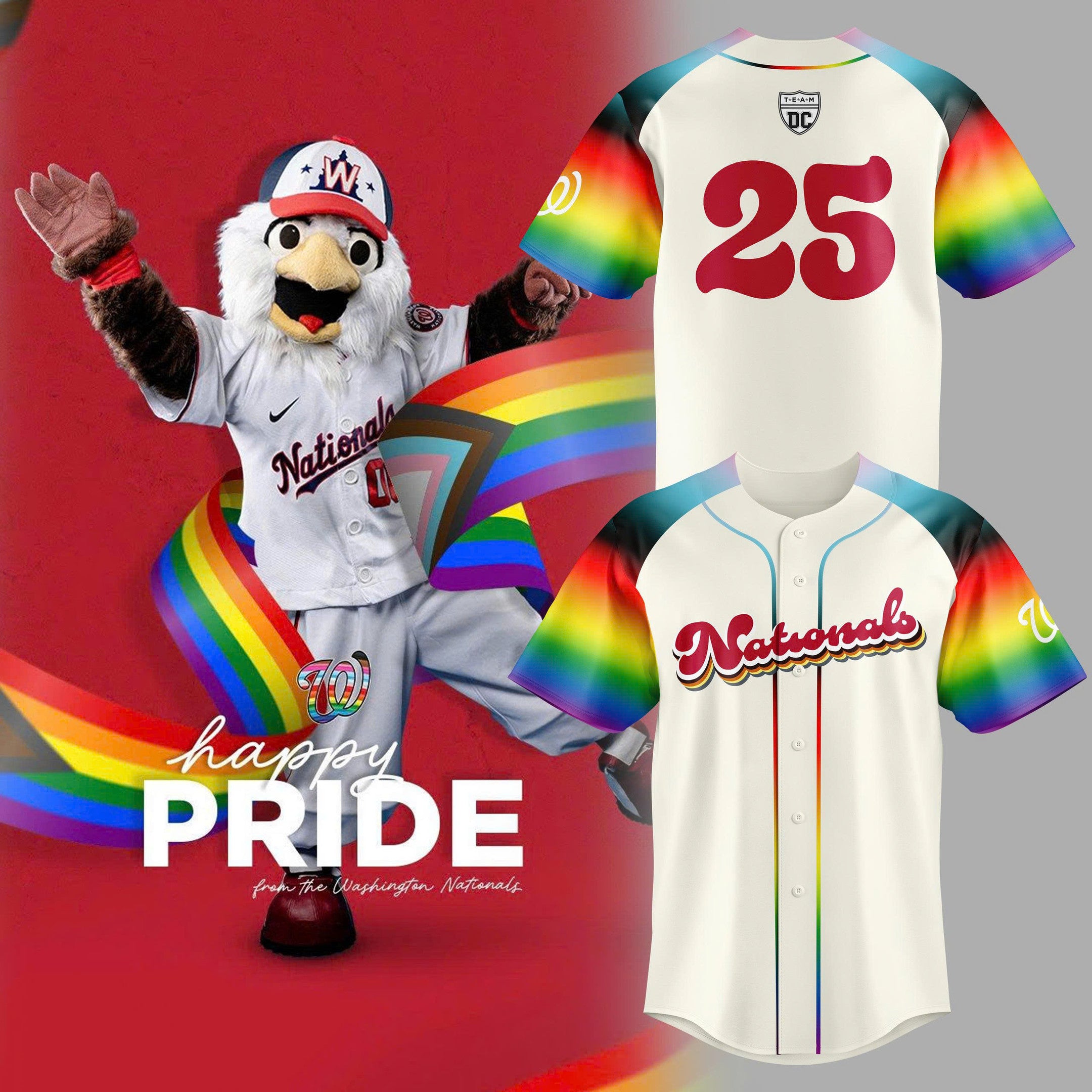 Custom Nationals Merch Happy Pride Night Washington Nationals Jersey Gifts For Baseball Fans - Merchluma
