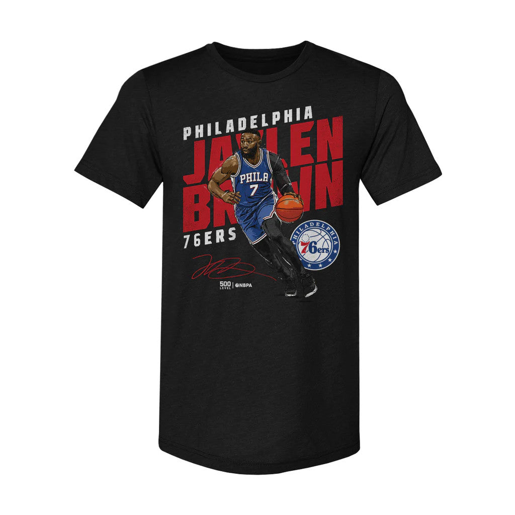 Jaylen Brown Merch 2026 Jaylen Brown #7 Philadelphia 76ers Shirt Black Basketball Fan Gift Ideas - Merchluma