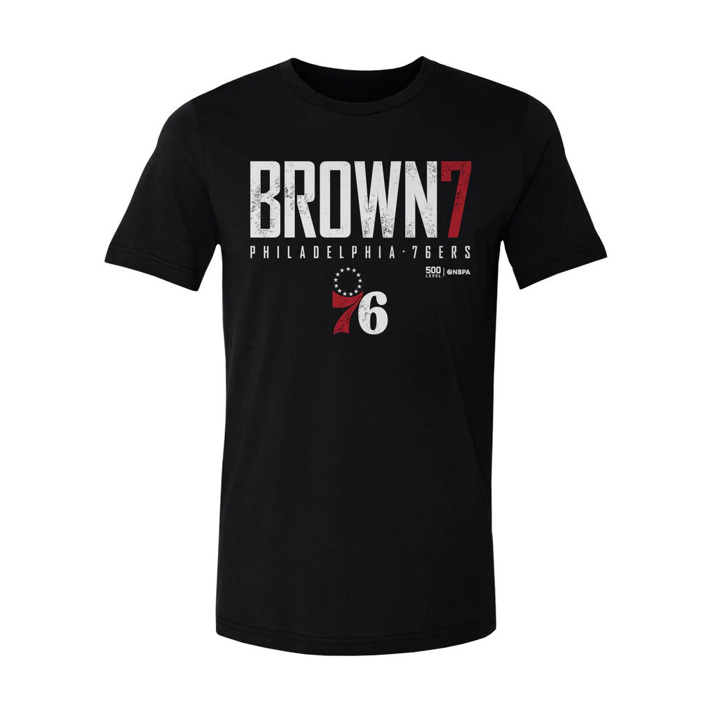 Jaylen Brown Merch 2026 Jaylen Brown #7 Philadelphia 76ers T-Shirt Black Basketball Fan Gear - Merchluma