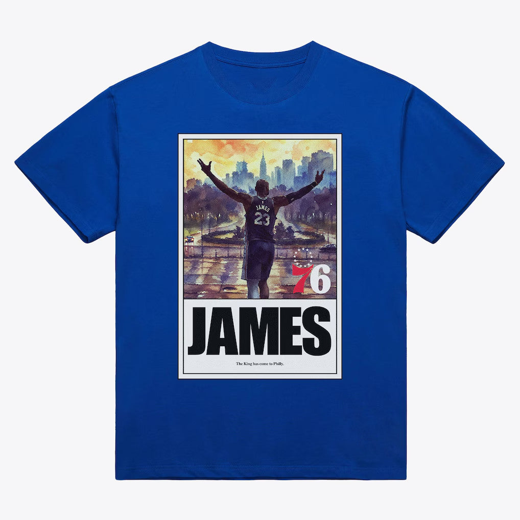 Lebron James Merch 2026 LeBron James Philadelphia 76ers King Arrived T-Shirt Royal Fan Gift - Merchluma