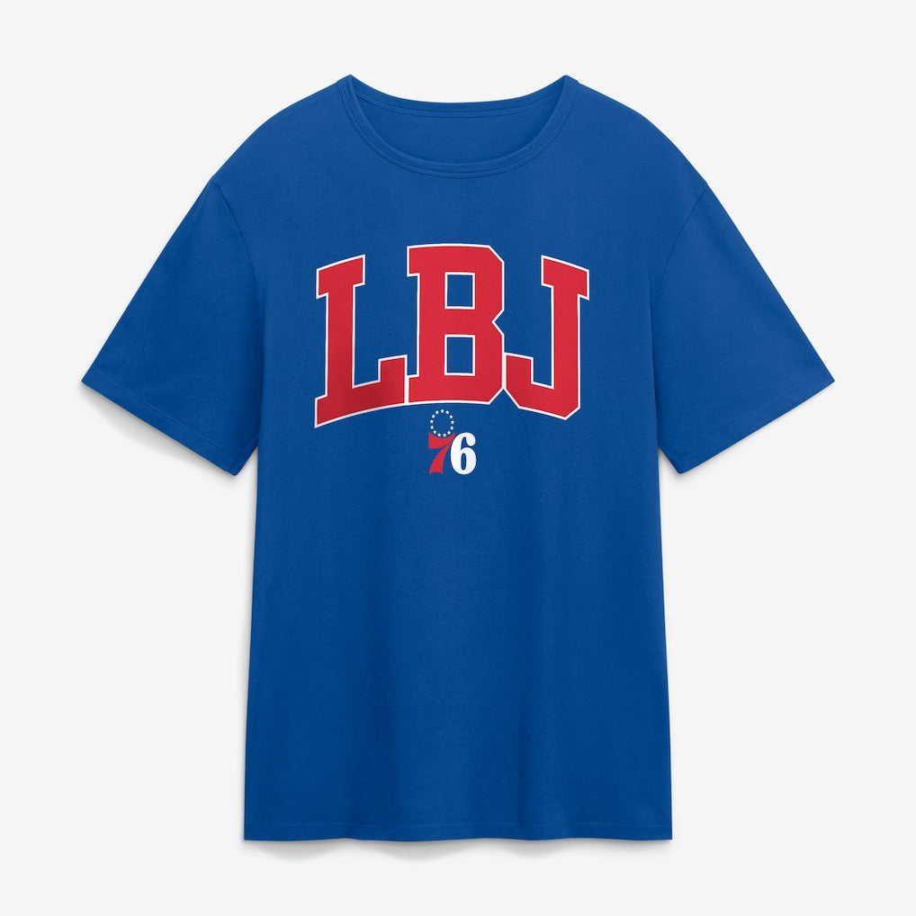 Lebron James Merch 2026 LeBron James Philadelphia 76ers Varsity Initials T-Shirt Royal - Merchluma