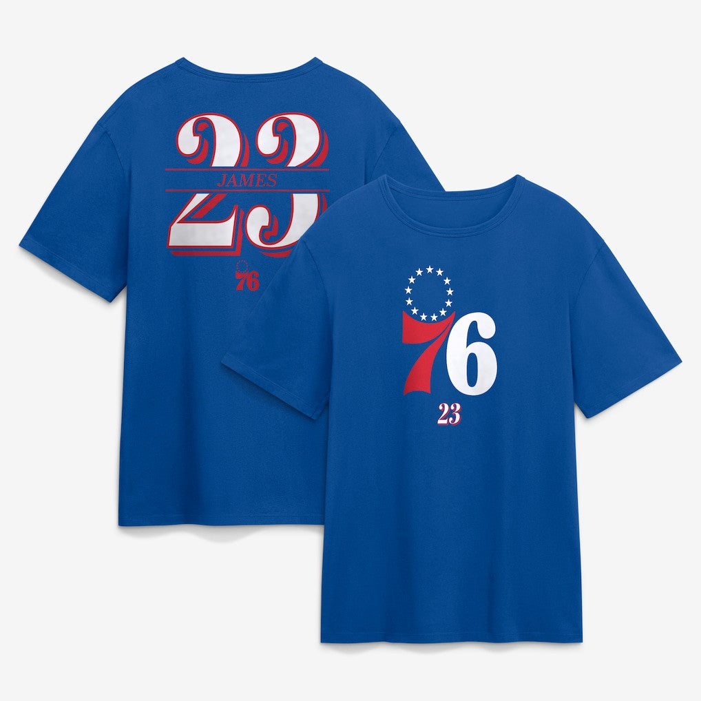 Lebron James Merch 2026 LeBron James #23 Philadelphia 76ers Fanatics In The Paint T-Shirt Royal - Merchluma