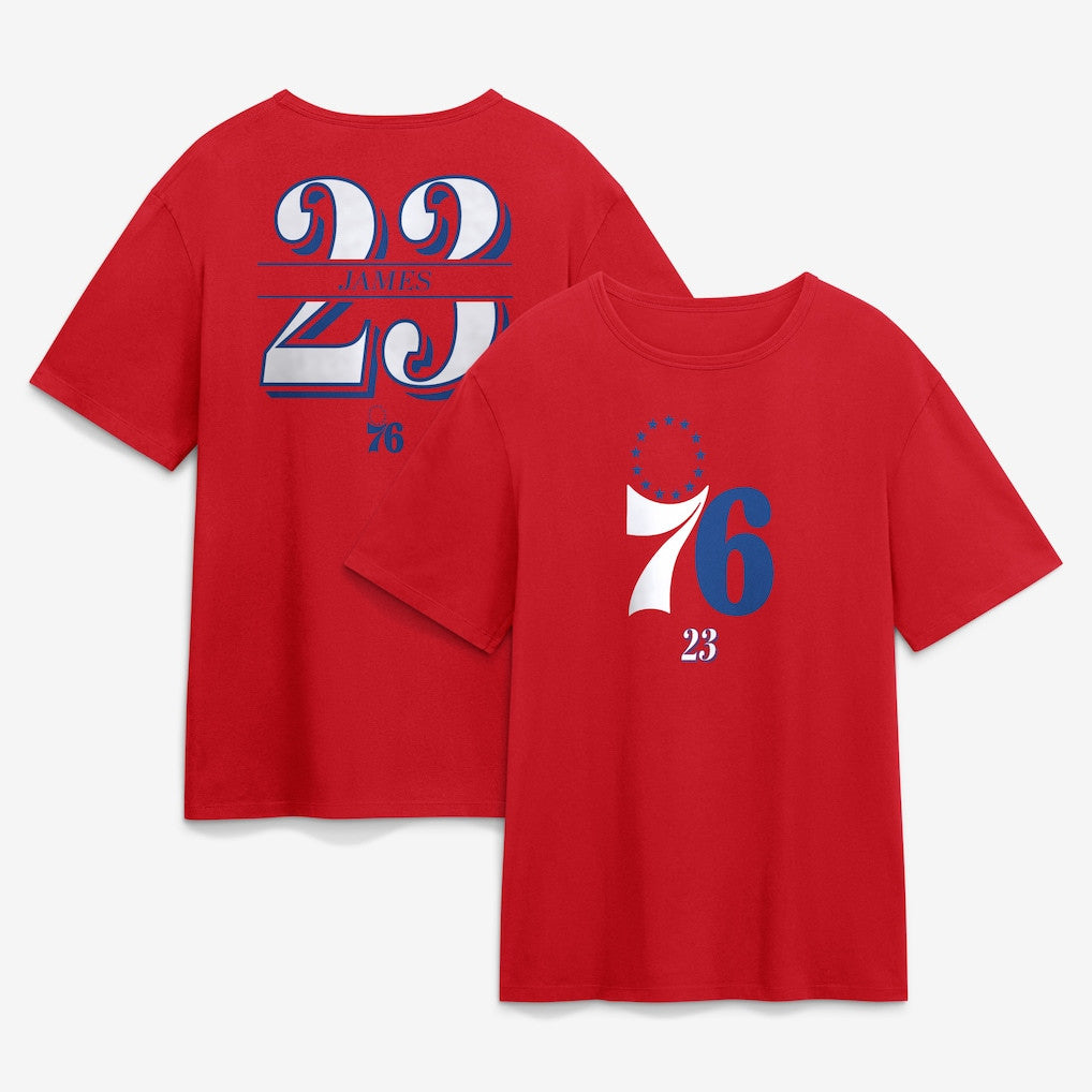 Lebron James Merch 2026 LeBron James #23 Philadelphia 76ers Fanatics In The Paint T-Shirt Red - Merchluma