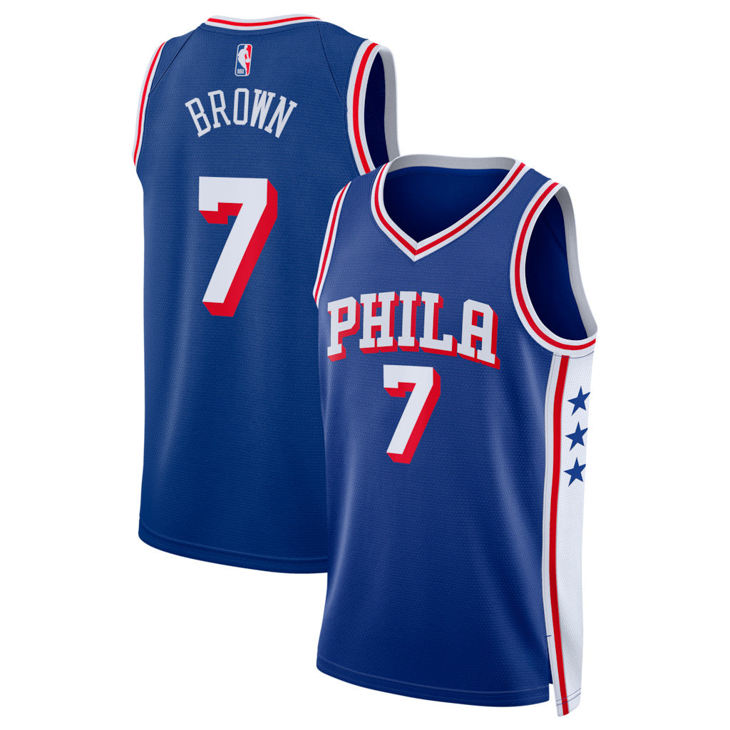 Jaylen Brown Merch 2026 Philadelphia 76ers #7 Jaylen Brown Basketball Jersey Royal Fan Gifts - Merchluma