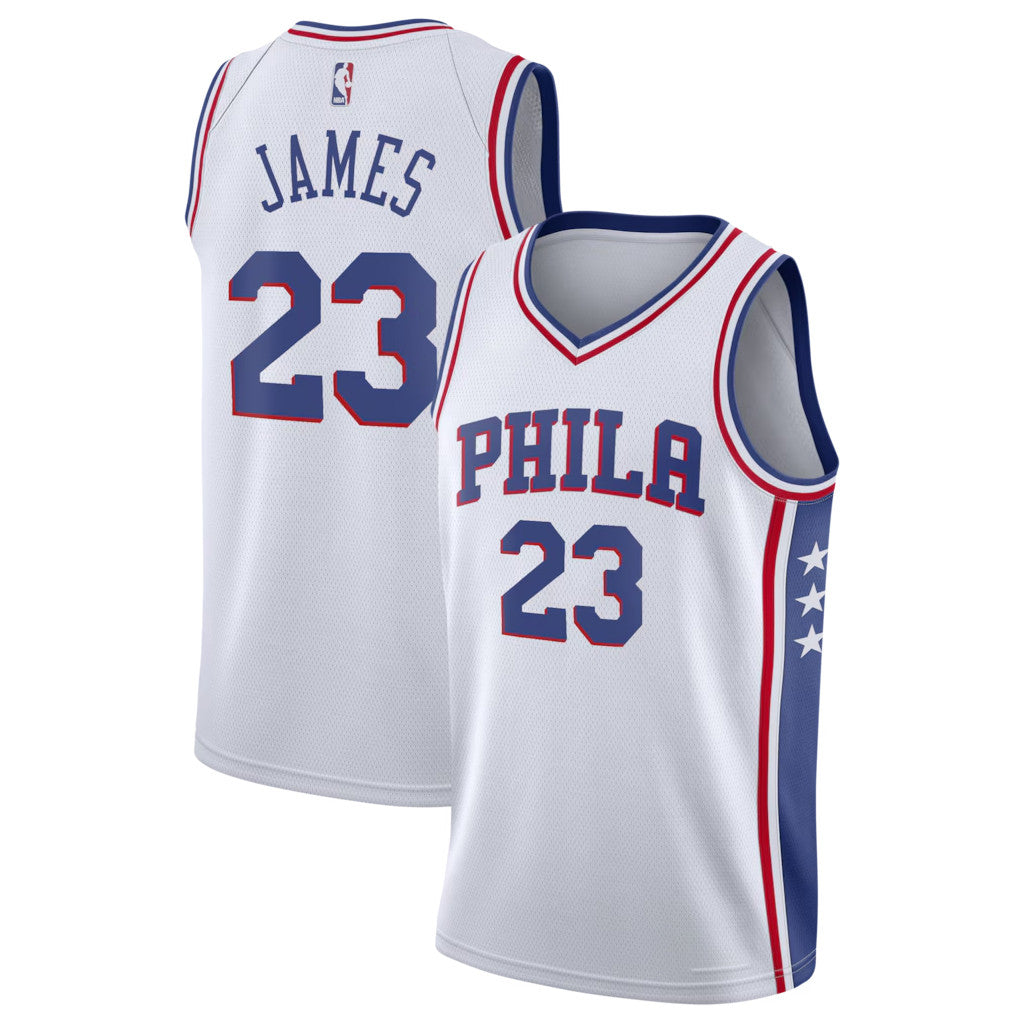 Lebron James Merch 2026 Philadelphia 76ers #23 Lebron James Basketball Jersey White Brother Gifts - Merchluma