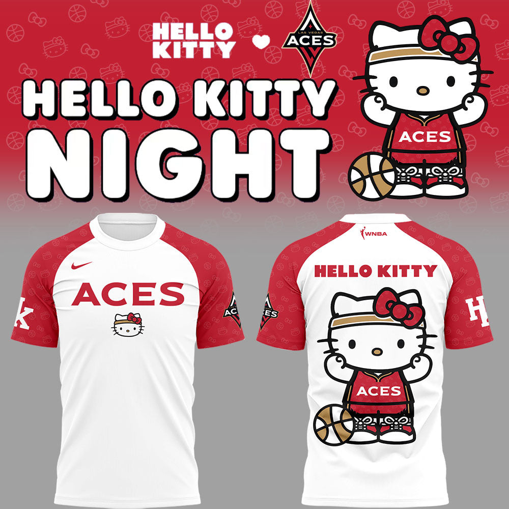 Aces x Hello Kitty Night Shirt Las Vegas Aces Merch Gift Ideas For Basketball Lovers - Merchluma