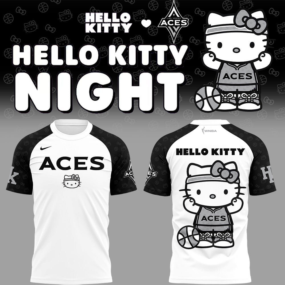 Aces x Hello Kitty Night Shirt Las Vegas Aces Merch Presents For Basketball Fans - Merchluma