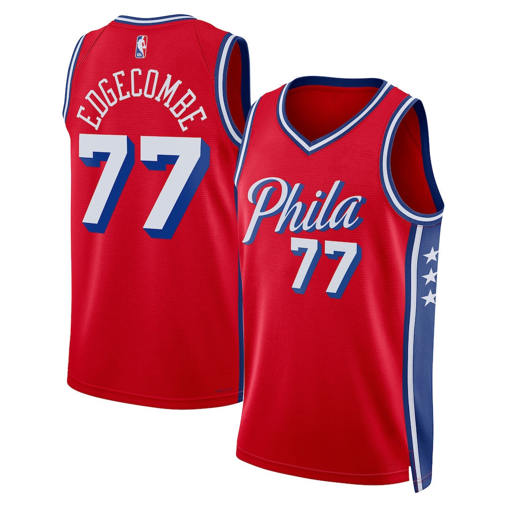 Philadelphia 76ers Merch 2026 Philadelphia 76ers #77 VJ Edgecombe Swingman Jersey Red Fan Gear - Merchluma