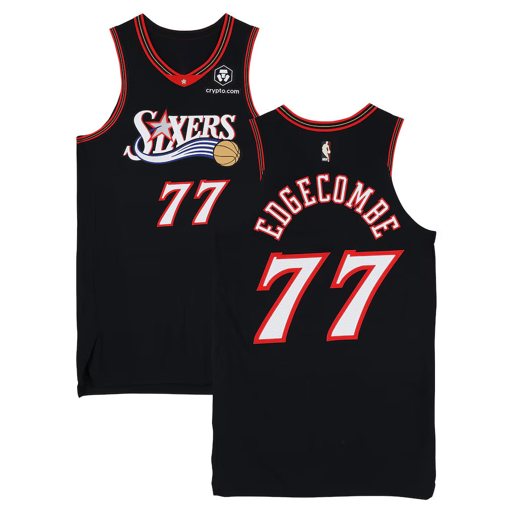Philadelphia 76ers Merch 2026 VJ Edgecombe #77 Philadelphia 76ers Black Jersey Sixers Merch - Merchluma